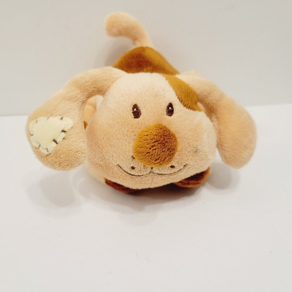 Vtg Plush Brown & Beige Puppy Dog Toy With Patch Ear By Chinda International